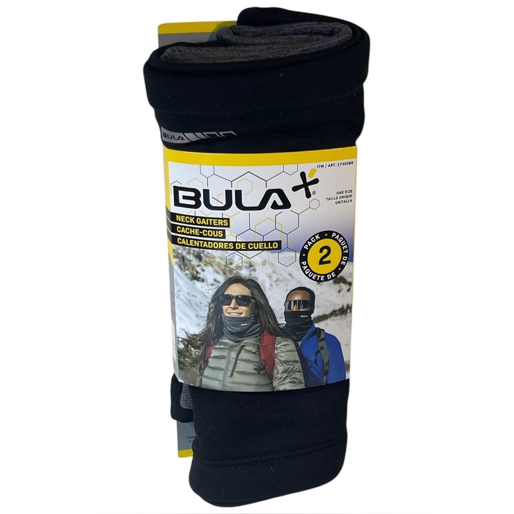 BULA Neck Gaiters Warmers Winter Face Cover Scarf Black Gray 2 Pack Breathable
